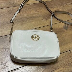 Michael Kors Cream Crossbody Bag with Gold Accents